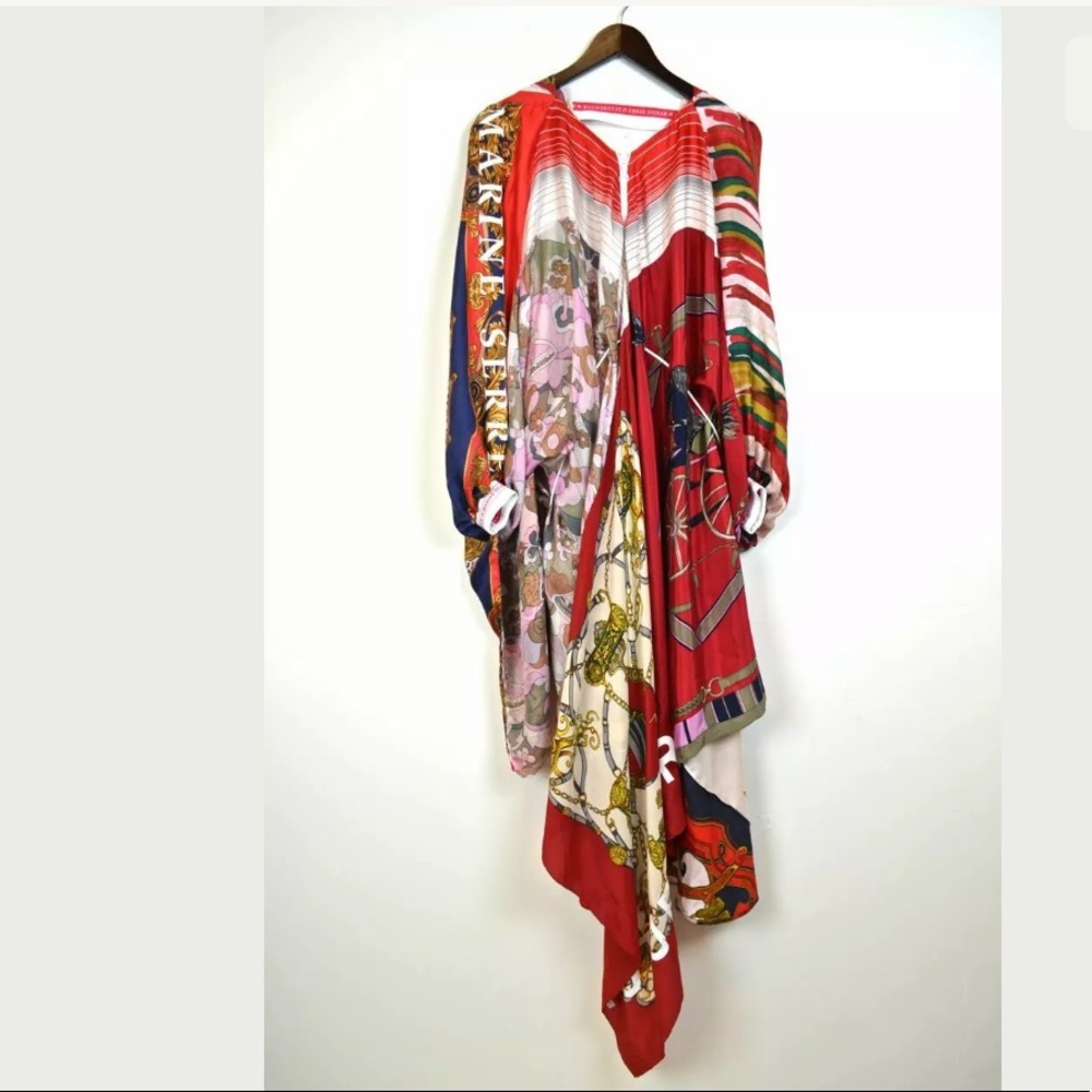 New MARINE SERRE Foulard Scarf Upcycle Drape Dress - Picture 3 of 8